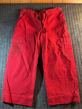 Vintage Lauren Ralph Lauren Red Cargo Capri Pants Y2K Utility